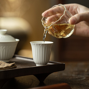 Ding Kiln White Ceramic Lotus Petal <b>Tea</b> Cup Porcelain Kung Fu <b>Tea</b> <b>Set</b> Personal Master Cup Dehua Origin - Product Image 3