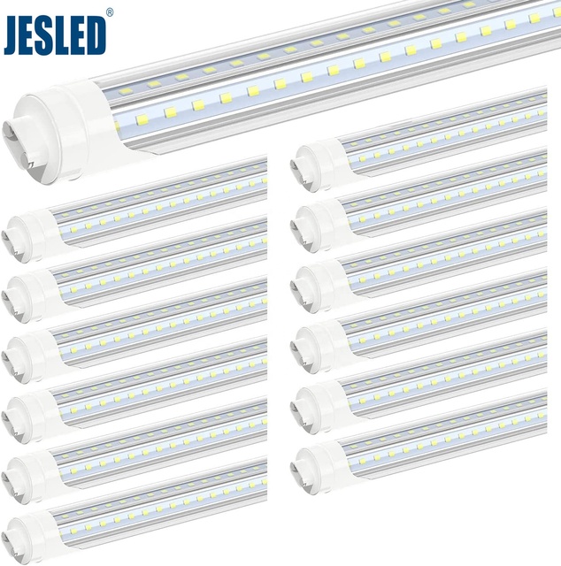 High Brightness R17D LED Light Tube 360 Degree T8 8ft 72W HO Base Rotatable Led Outdoor Tubes V-Shape 3000K-6500K Clear Cover
