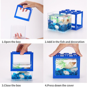 Mini aquarium carré écologique en plastique pour bureau, idéal pour Betta et poissons rouges, décoration domestique - Product Image 2