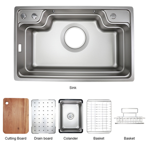 Lavello da Cucina Multifunzione a Vasca Singola da Appoggio in Acciaio Inox 304 70x48cm con Gocciolatoio 185, Design Moderno Argento - Product Image 2