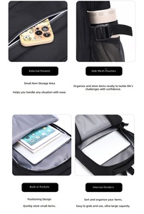 Sac à dos scolaire pour garçons du collège, grande capacité, en tissu Oxford, pour les élèves de 5e et 6e année, lycéens, noir, unisexe - Product Image 6