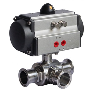 Válvula de Bola Neumática de Tres Vías de Acero Inoxidable Personalizada de Grado Alimenticio - Product Image 4