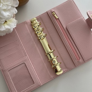 Vegan Leather NoteBook Cover A5 Planner Custom Deluxe 6 Gold Ring <strong>Budget</strong> <strong>Binder</strong> A6 pink <strong>Binder</strong> Pebble Wallet - Product Image 1