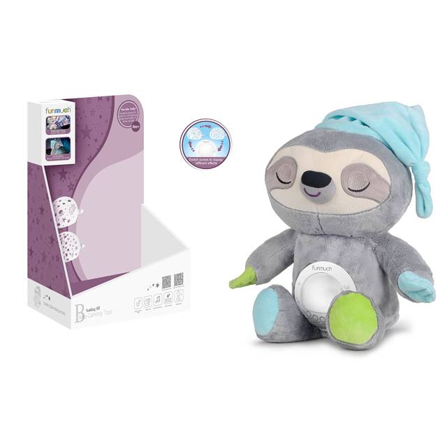 Baby White Noise Machine Plush Toy Sloth Nursery Decor Night Light Projector