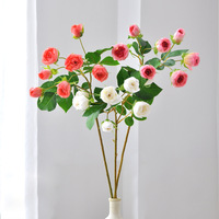 Mini-lys artificiels en soie effet naturel à 7 têtes, roses rouges modernes pour la décoration du salon et les arrangements de mariage