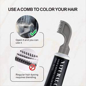 ชุดย้อมผมเครา แชมพูสีดำถาวร แปรง ปราศจากแอมโมเนีย ปกปิดผมขาวอย่างอ่อนโยน สำหรับผู้ชาย ดูแลขนบนใบหน้า - Product Image 4