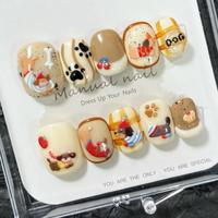 10 pièces court rond fait à la main presse sur les ongles couverture complète oeil de chat faux ongles acrylique bâton sur les ongles mode ongles artificiels