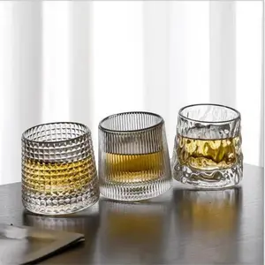 Fancy glass body with embossed logo doorgifts drink beer cups wine cups revolving cup 150ml
