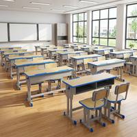 Ensemble bureau et chaise double réglables en hauteur pour étudiants, mobilier de classe écologique en MDF pour les écoles primaires et secondaires