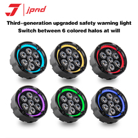 Feux auxiliaires de moto JPAD J7Pro LED, lumière halo 6 couleurs, luminosité réglable, 9900LM, super lumineux, 180W, 12-15V, 3 lentilles, projecteur