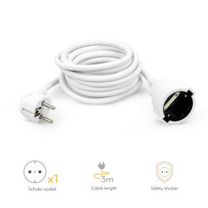 Marca Garza Schuko Socket Obturador DE SEGURIDAD 3680W Conectado a tierra Hasta 16 Amperios Blanco 3 Metros Cable de extensión doméstico - Product Image 3