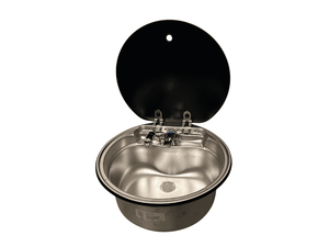 Évier compact rond pour camping-car, à couvercle rabattable, en acier inoxydable léger, anti-corrosion, résistant à la chaleur, à cuve unique - Product Image 4