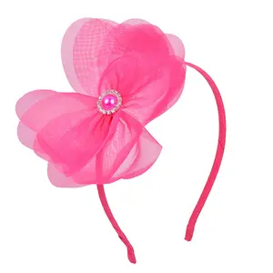 Wholesales Customized Suppliers Elegant Kids Organza Bow Headbands Accessories Handmade Hairband for Girls