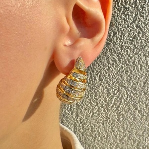 Modern Women Tear-drop Full Zirconia Drop Huggies <strong>Earrings</strong> Wholesale <strong>Statement</strong> <strong>Earrings</strong> - Product Image 3