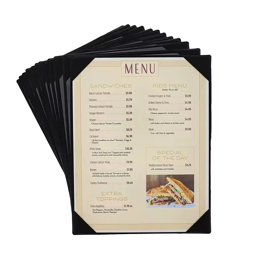 PU kulit restoran pemegang Menu kelas atas Hotel Cafe Menu meliputi Folder Menu gaya klasik daftar anggur Folder disesuaikan