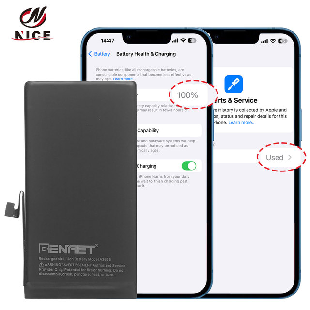 Naisi  Mobile Phone Battery  100% Health Solve Popup Repair Replacement for iPhone 13 Battery
