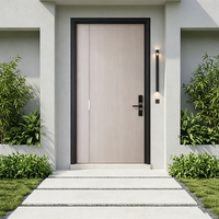 Porte intérieure moderne minimaliste en WPC imperméable, porte à panneau plat insonorisée pour chambre à coucher avec cadre enveloppé pour appartement et hôtel