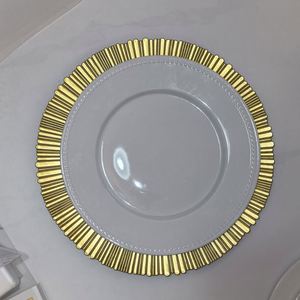 Assiettes de présentation en plastique noir côtelé réutilisables de 13 pouces à motif floral pour événements, fêtes, mariages, festivals, baby showers (vente en gros) - Product Image 3