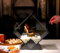 Cheminée de table moderne autoportante en métal Inno-living TT-117 pour intérieur, mini foyer à éthanol
