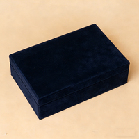 Coffret Cadeau Carré Personnalisé en Velours Bleu pour Parfum et Huiles Essentielles, Boîte de Rangement Vide pour le Ramadan avec Insert