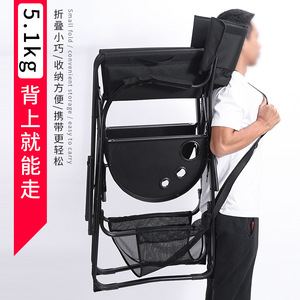 Chaise de maquilleur pliable en aluminium, entièrement noire, design moderne, sac de rangement portable pour salon de coiffure - Product Image 3