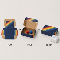Boîte cadeau pour enfants à rayures arc-en-ciel marine, impression personnalisée, boîte rigide à rabat, robuste, recyclable, vente en gros, directement de l'usine, emballage plat