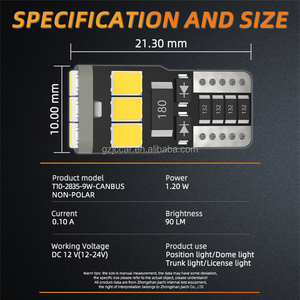 Jiachi bóng đèn LED T10 W5W CANBUS không có lỗi 12V 2835-9smd 400lm 6500K siêu sáng màu trắng xe nội thất vòm cửa bản đồ thân đèn - Product Image 4