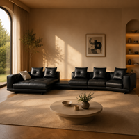 Canapé d'angle moderne en cuir véritable écologique avec chaise longue, sièges modulaires, rembourrage en éponge, pour hôtel et appartement