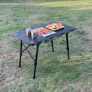 <b>Adjustable</b> Height Outdoor Foldable BBQ Grill <b>Table</b> Modern Design Black Aluminum Portable Collapsible Camping Grill <b>Table</b> - Product Image 4
