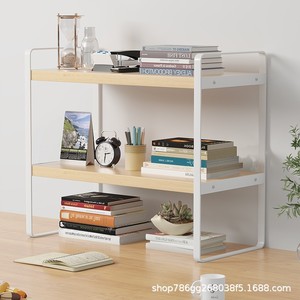 <b>Desktop</b> Organizer <b>Shelf</b> 2 Tier Wood Metal Office Storage Rack For Desk Workspace Organization - Product Image 2