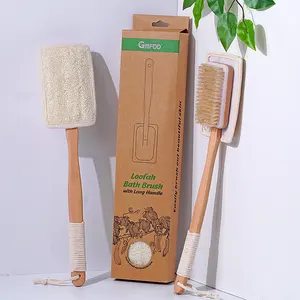 New Hot Selling Premium High Quality Loofah Bristle Brush With Long Wooden Handle Dry Skin Body Brush Loofah Dry Skin Body Brush