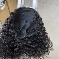 Nouvelle perruque semi-ouverte sans adhésif style 2026, bouclée Jerry, noire naturelle, 100 % cheveux humains vierges, prête à porter