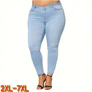 Quần Jean Màu Xanh Dương Thời Trang Tùy Chỉnh Quần Nữ Ngoại Cỡ Quần Jean Nữ Denim Dáng Ôm Chất Lượng Cao Cho Nam