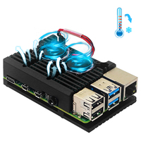Raspberry Pi 4 Model B Kits Boîtier en aluminium à double ventilateur avec adaptateur secteur pour carte SD de 32 Go Dissipateurs thermiques pour l'éducation et les cartes de fabrication