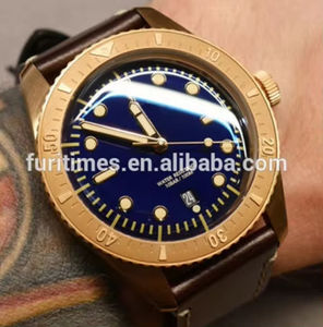 Vente directe d'usine, montre mécanique automatique en cuir véritable, bracelet en bronze pour homme - Product Image 6