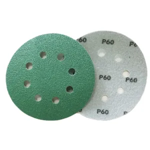 Disco de lijado de circonio verde de 5 pulgadas y 125mm al por mayor, herramientas abrasivas de papel de lija de 8 agujeros con grano 120-2000, compatible con OEM