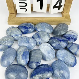 High Quality Natural Blue Aventurine Crystal Hand Crafted Palm Stone For Healing