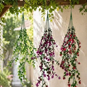 Guirlandes artificielles de camélias 30cm-100cm, fleurs suspendues en plastique, bouquet blanc, rouge, violet, jaune, décoration style campagnard - Product Image 1