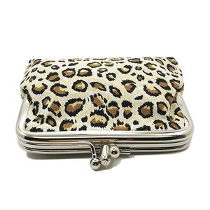 Petite pochette colorée personnalisée en usine OEM porte-monnaie à cadenas pour baiser porte-monnaie en toile à imprimé léopard pour femme - Product Image 5