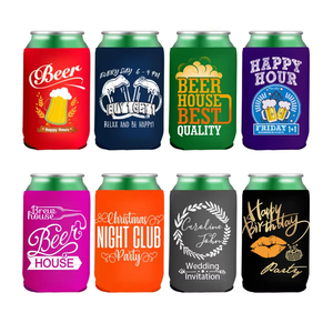 Custom Logo Printed Collapsible Can Cooler Insulated 12oz Neoprene Foam <strong>Wine</strong> Beer <strong>Bottle</strong> Sleeve Stubby <strong>Holders</strong>