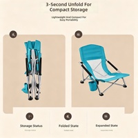 Fauteuil pliant d'extérieur pour un style de vie décontracté, chaise de plage et de camping portable à basse hauteur, installation rapide, en tissu Oxford