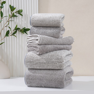 Juego de toallas de fibra de carbón de bambú: toalla de baño, gorro para secar el cabello, toalla facial absorbente y sin pelusas, para adultos, decoración del hogar. - Product Image 3