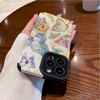 Étui de téléphone portable en cuir artificiel TPU avec impression de papillon et peinture pailletée pour iPhone X Xr Xs 11 12 13 14 15 16 17 18 Pro Max