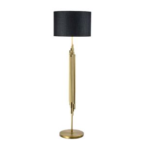 Lámpara de Pie Moderna de Hierro con Pantalla Redonda de Tela Negra, Luz LED Cálida Suave, Base E26/E27, Altura Ajustable, para Uso en Hoteles - Product Image 1