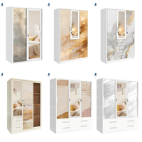 Armoire de chambre à coucher en acier sur mesure avec 4 portes battantes en polycarbonate, grande capacité, anti-poussière et élégante pour le rangement des vêtements