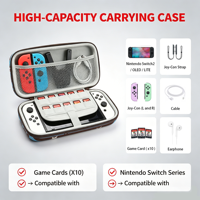 Étui de transport pour Nintendo Switch OLED modèle 2021/Switch 2017, housse de protection rigide, sac de voyage avec 10 cartes de jeu