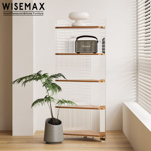 WISEMAX FURNITURE Modern Luxury living room Wall scaffalature triangolari storage glass wood frame side cabinet per uso domestico - Product Image 2