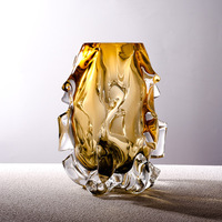 Vase en verre ambré Art Déco irrégulier, décoration intérieure, table, fleurs et pots, décoration de la maison, cristal, occasion de mariage