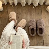XIXITIAO Pantoufles d'hiver unisexes en coton, couleur unie simple, semelle antidérapante en TPR, douces et moelleuses, confortables pour la maison et la chambre