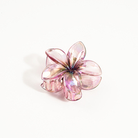 Pince à cheveux multifonction pour femme, motif hibiscus léopard dégradé semi-transparent, en plastique respirant, 8 cm, fleur hawaïenne
